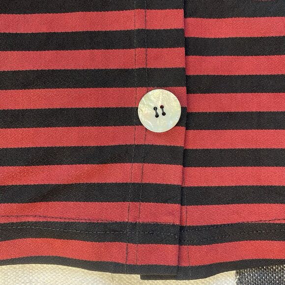 Vintage Carole Little Striped Sleeveless Button Up. Abalone Buttons. Small. Rare - Picture 8 of 9